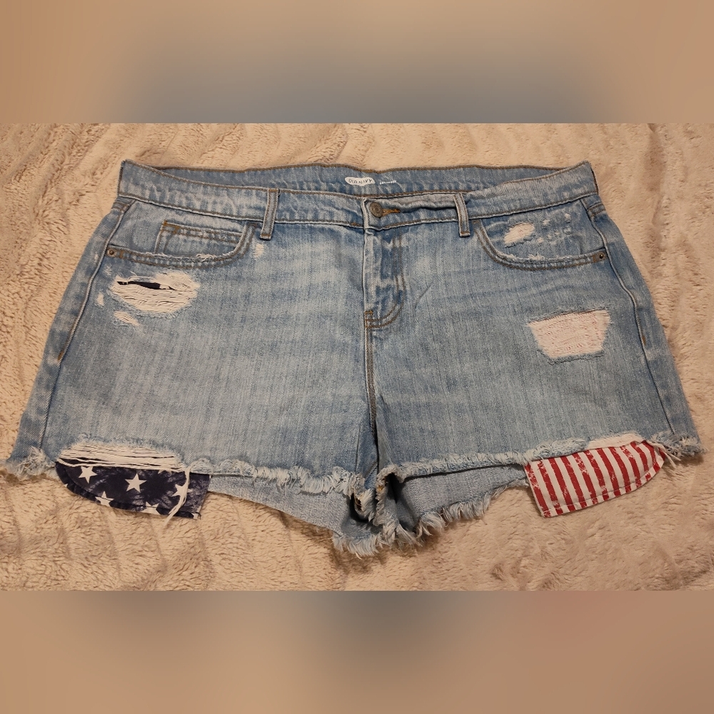 Like-New Old Navy Denim Shorts Sz 14 (Red, White, & Blue)